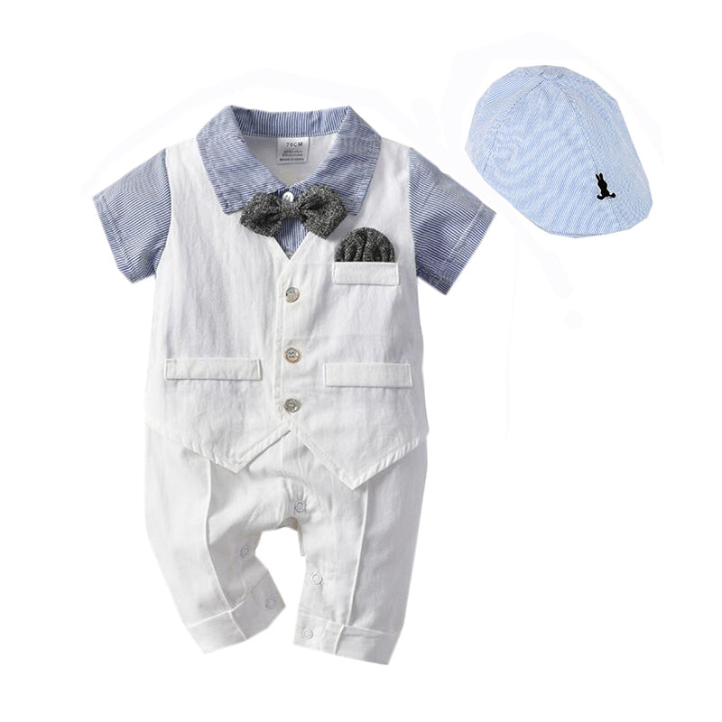 Baby Boys Solid Color Bow Jumpsuits Hats Wholesale 22121488