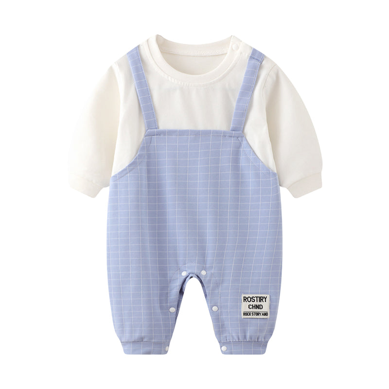 Baby Unisex Letters Checked Jumpsuits Wholesale 22121494