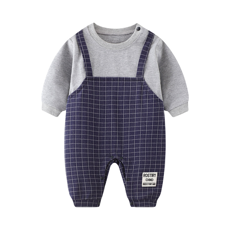 Baby Unisex Letters Checked Jumpsuits Wholesale 22121494