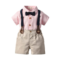 Load image into Gallery viewer, 2 Pieces Set Baby Kid Boys Striped Bow Shirts And Solid Color Rompers Wholesale 22121497
