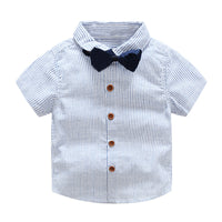 Load image into Gallery viewer, 2 Pieces Set Baby Kid Boys Striped Bow Shirts And Solid Color Rompers Wholesale 22121497
