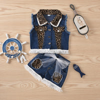 Load image into Gallery viewer, 2 Pieces Set Baby Kid Girls Leopard Vests Waistcoats And Shorts Wholesale 22121499
