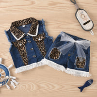 Load image into Gallery viewer, 2 Pieces Set Baby Kid Girls Leopard Vests Waistcoats And Shorts Wholesale 22121499
