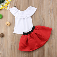 Load image into Gallery viewer, 2 Pieces Set Baby Kid Girls Flower Print Tops Color-blocking And Bow Skirts Wholesale 22121602

