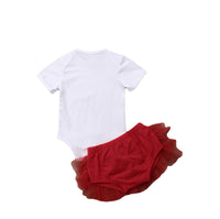 Load image into Gallery viewer, 2 Pieces Set Baby Girls Christmas Letters Bow Rompers And Lace Shorts Wholesale 22121608
