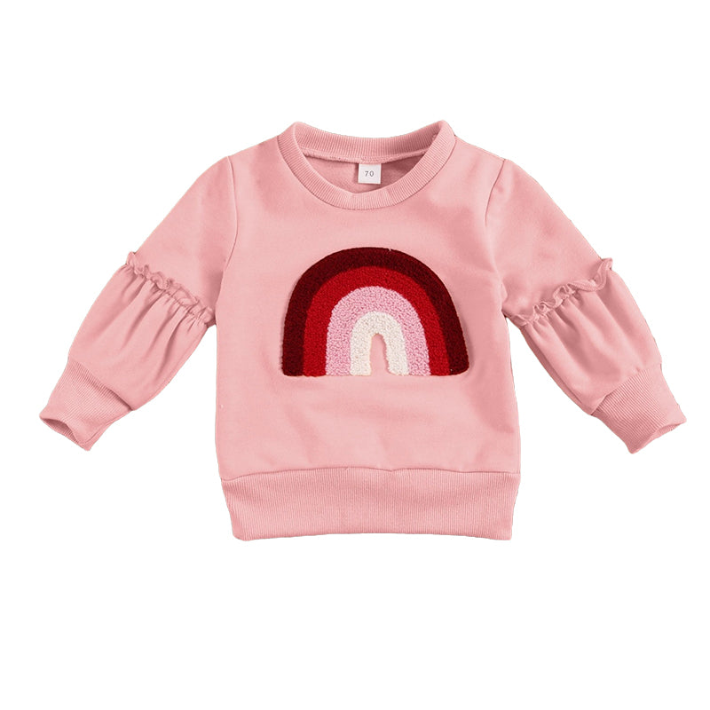 Baby Girls Rainbow Embroidered Hoodies Swearshirts Wholesale 221216100