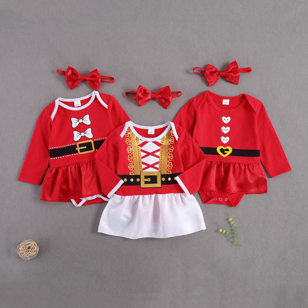 Baby Girls Cartoon Print Christmas Rompers Wholesale 221216101