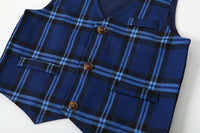 Load image into Gallery viewer, 3 Pieces Set Baby Kid Boys Birthday Party Solid Color Shirts And Checked Vests Waistcoats And Pants Wholesale 221216105
