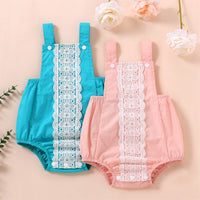 Load image into Gallery viewer, Baby Girls Color-blocking Lace Rompers Wholesale 221216117

