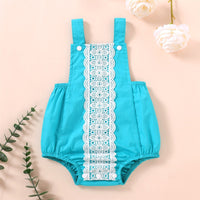 Load image into Gallery viewer, Baby Girls Color-blocking Lace Rompers Wholesale 221216117
