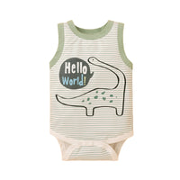 Load image into Gallery viewer, Baby Boys Striped Dinosaur Print Rompers Wholesale 221216119
