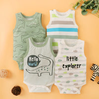 Load image into Gallery viewer, Baby Boys Striped Dinosaur Print Rompers Wholesale 221216119
