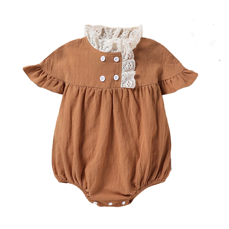 Baby Girls Solid Color Lace Rompers Wholesale 221216126