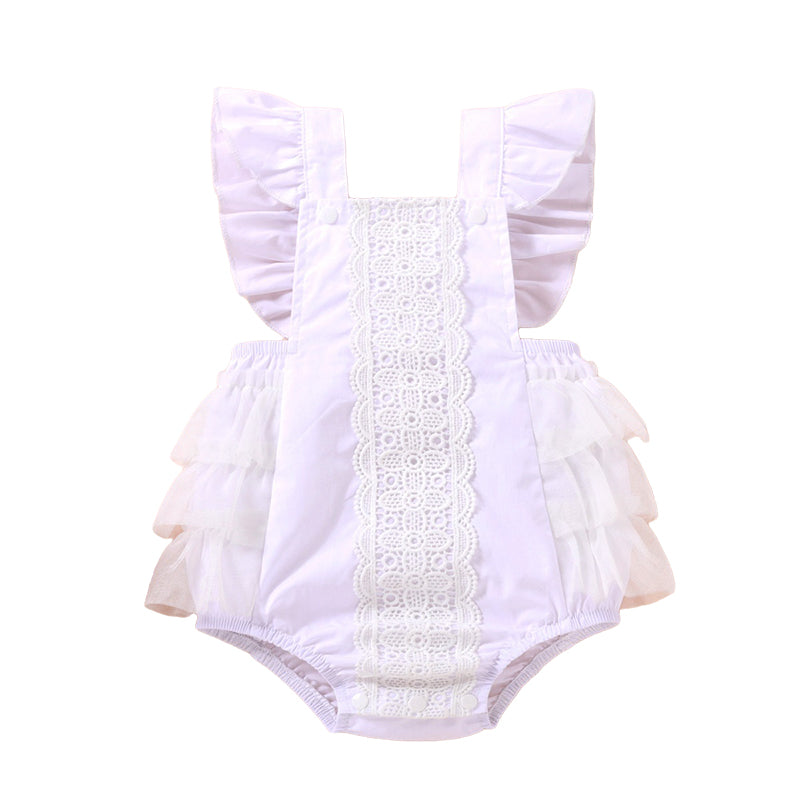 Baby Girls Solid Color Lace Rompers Wholesale 221216127