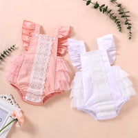 Load image into Gallery viewer, Baby Girls Solid Color Lace Rompers Wholesale 221216127
