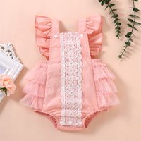 Load image into Gallery viewer, Baby Girls Solid Color Lace Rompers Wholesale 221216127
