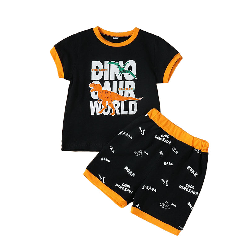 2 Pieces Set Baby Kid Boys Letters Dinosaur T-Shirts And Cartoon Shorts Wholesale 221216135
