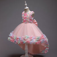 Load image into Gallery viewer, Kid Girls Color-blocking Flower Bow Dressy Birthday Party Princess Dresses Wholesale 221216140
