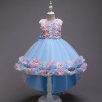 Load image into Gallery viewer, Kid Girls Color-blocking Flower Bow Dressy Birthday Party Princess Dresses Wholesale 221216140
