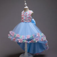 Load image into Gallery viewer, Kid Girls Color-blocking Flower Bow Dressy Birthday Party Princess Dresses Wholesale 221216140
