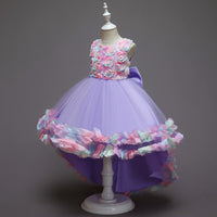 Load image into Gallery viewer, Kid Girls Color-blocking Flower Bow Dressy Birthday Party Princess Dresses Wholesale 221216140
