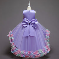 Load image into Gallery viewer, Kid Girls Color-blocking Flower Bow Dressy Birthday Party Princess Dresses Wholesale 221216140
