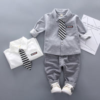 Load image into Gallery viewer, 2 Pieces Set Baby Kid Boys Bow Tops And Checked Pants Wholesale 221216144
