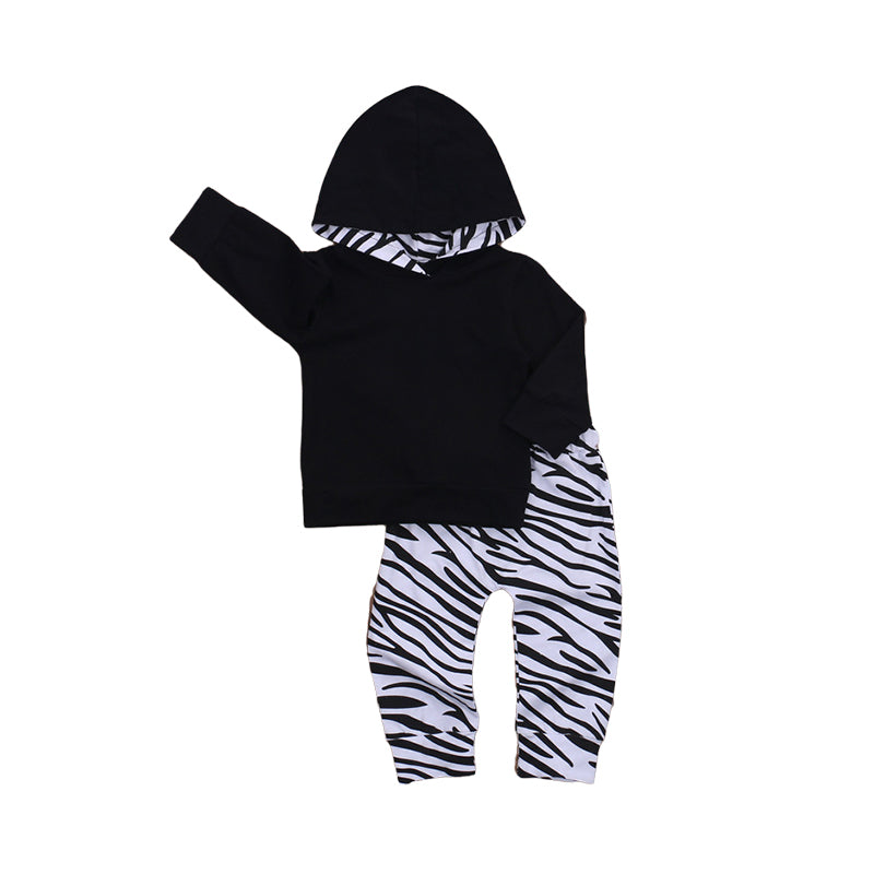 2 Pieces Set Baby Boys Color-blocking Hoodies Swearshirts And Zebra Pants Wholesale 221216147