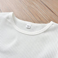 Load image into Gallery viewer, 2 Pieces Set Baby Kid Girls Muslin&amp;Ribbed Tops And Solid Color Jeans Wholesale 221216151
