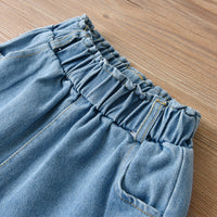 Load image into Gallery viewer, 2 Pieces Set Baby Kid Girls Muslin&amp;Ribbed Tops And Solid Color Jeans Wholesale 221216151
