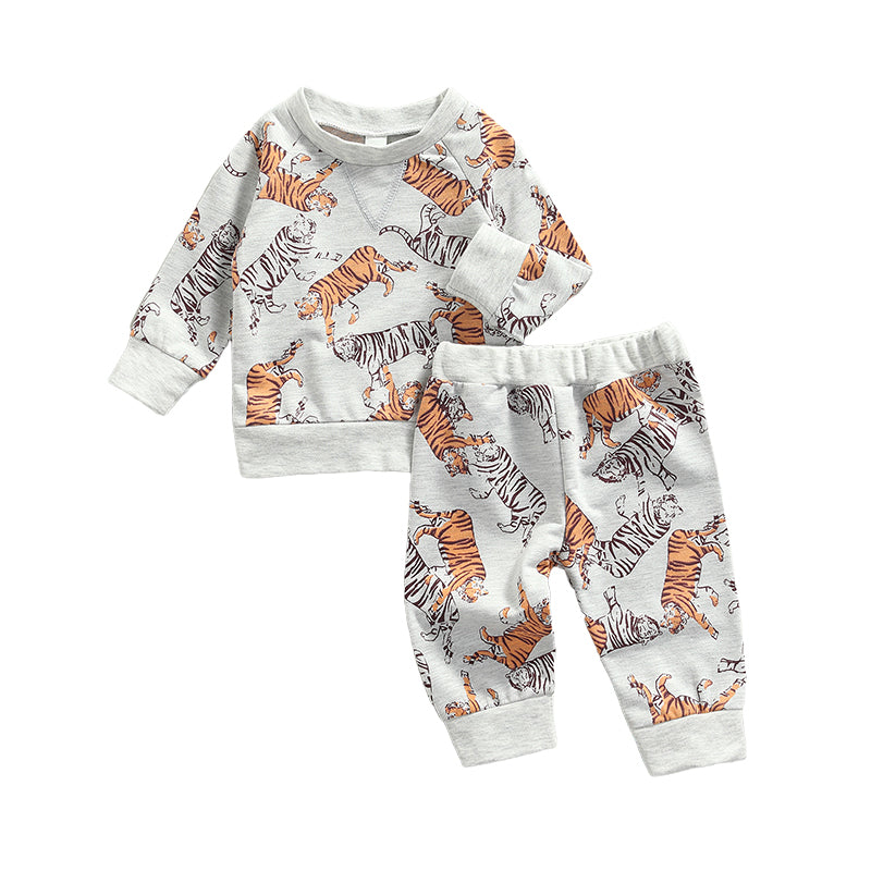 2 Pieces Set Baby Kid Boys Cartoon Print Tops And Animals Pants Wholesale 221216153