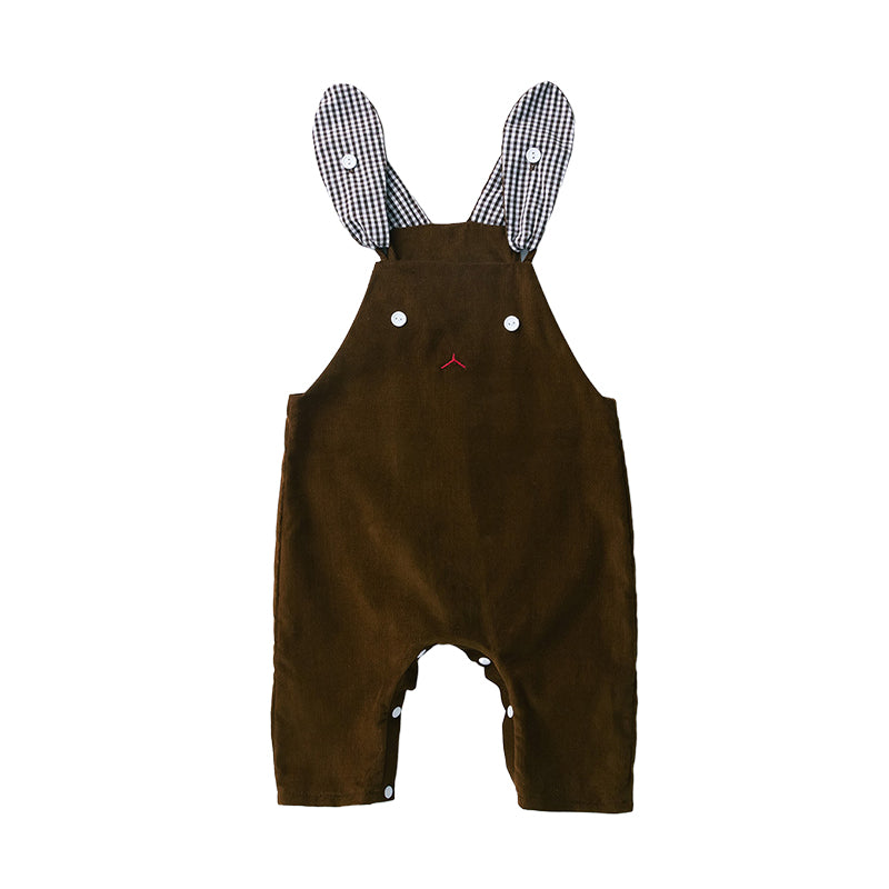 Baby Kid Unisex Checked Animals Embroidered Jumpsuits Wholesale 221216156