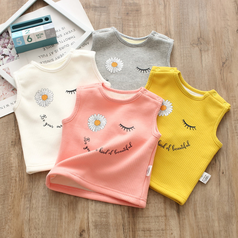 Baby Girls Letters Flower Print Tank Tops Wholesale 221216167
