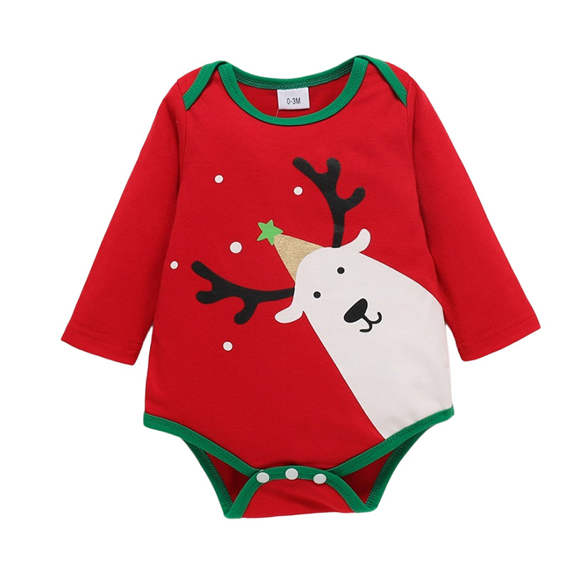 2 Pieces Set Baby Girls Christmas Cartoon Print Rompers And Solid Color Skirts Wholesale 221216178