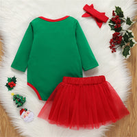 Load image into Gallery viewer, 2 Pieces Set Baby Girls Christmas Cartoon Print Rompers And Solid Color Skirts Wholesale 221216178
