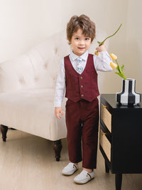 Load image into Gallery viewer, 3 Pieces Set Baby Kid Boys Birthday Party Bow Shirts And Solid Color Vests Waistcoats And Trousers Wholesale 221216180
