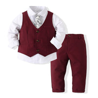Load image into Gallery viewer, 3 Pieces Set Baby Kid Boys Birthday Party Bow Shirts And Solid Color Vests Waistcoats And Trousers Wholesale 221216180
