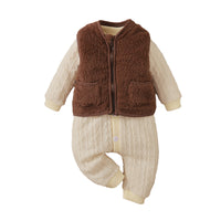 Load image into Gallery viewer, 2 Pieces Set Baby Unisex Solid Color Vests Waistcoats And Crochet Jumpsuits Wholesale 221216182
