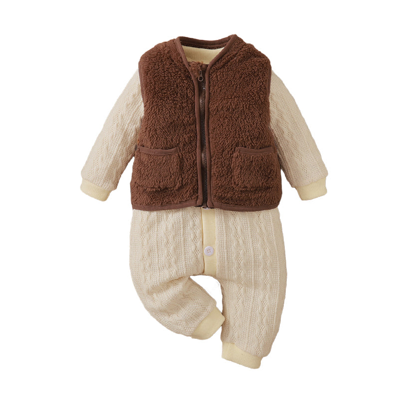 2 Pieces Set Baby Unisex Solid Color Vests Waistcoats And Crochet Jumpsuits Wholesale 221216182