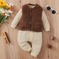 Load image into Gallery viewer, 2 Pieces Set Baby Unisex Solid Color Vests Waistcoats And Crochet Jumpsuits Wholesale 221216182
