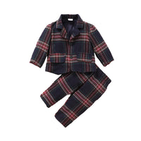 Load image into Gallery viewer, 2 Pieces Set Baby Kid Boys Checked Blazers And Trousers Wholesale 221216183
