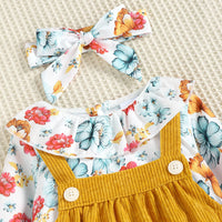 Load image into Gallery viewer, Baby Girls Flower Print Rompers And Accessories Headwear Wholesale 221216185

