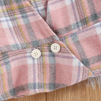 Load image into Gallery viewer, 3 Pieces Set Baby Kid Girls Solid Color Tops And Checked Vests Waistcoats And Pants Wholesale 221216186
