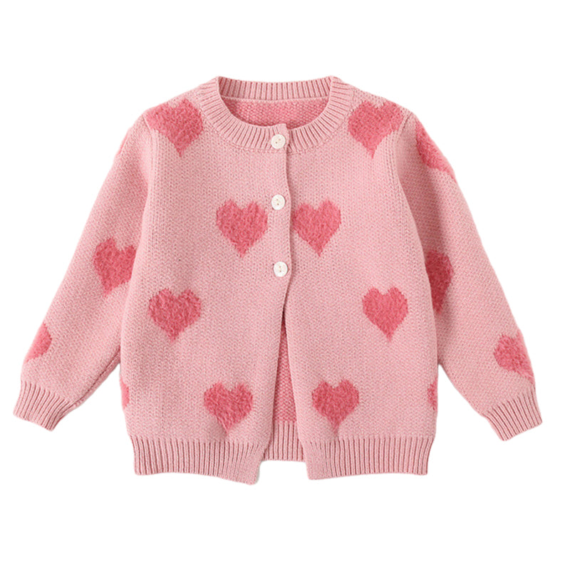 Baby Girls Love heart Crochet Cardigan Wholesale 221216205