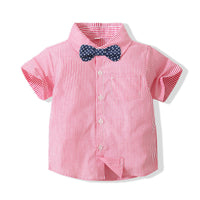 Load image into Gallery viewer, 2 Pieces Set Baby Kid Boys Striped Bow Shirts And Solid Color Rompers Wholesale 221216219
