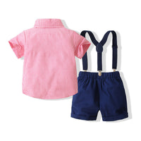 Load image into Gallery viewer, 2 Pieces Set Baby Kid Boys Striped Bow Shirts And Solid Color Rompers Wholesale 221216219

