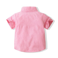 Load image into Gallery viewer, 2 Pieces Set Baby Kid Boys Striped Bow Shirts And Solid Color Rompers Wholesale 221216219
