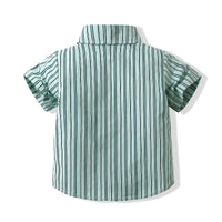 Load image into Gallery viewer, 2 Pieces Set Baby Kid Boys Birthday Party Striped Bow Shirts And Solid Color Shorts Wholesale 221216221
