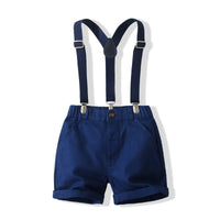 Load image into Gallery viewer, 2 Pieces Set Baby Kid Boys Birthday Party Checked Bow Shirts And Solid Color Rompers Wholesale 221216225
