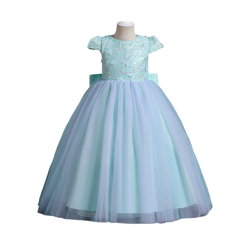 Kid Girls Color-blocking Butterfly Bow Birthday Party Princess Dresses Wholesale 221216234
